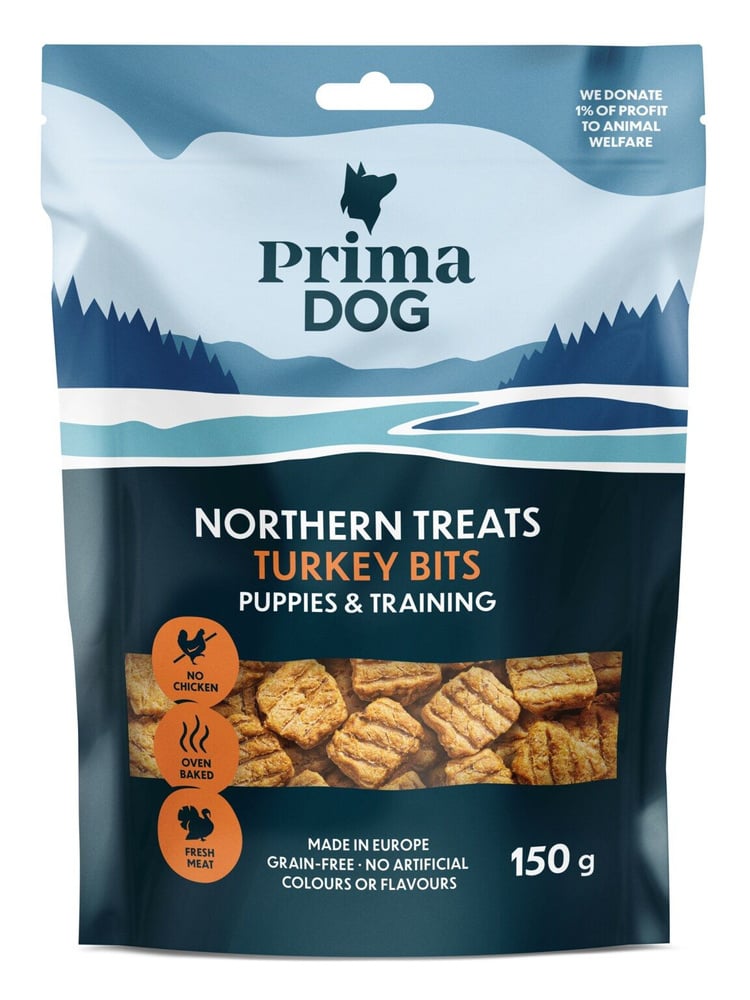 productImage: PrimaDog Northern Treats Bits Kalkon för Valpar & Träning makupalat, 150g