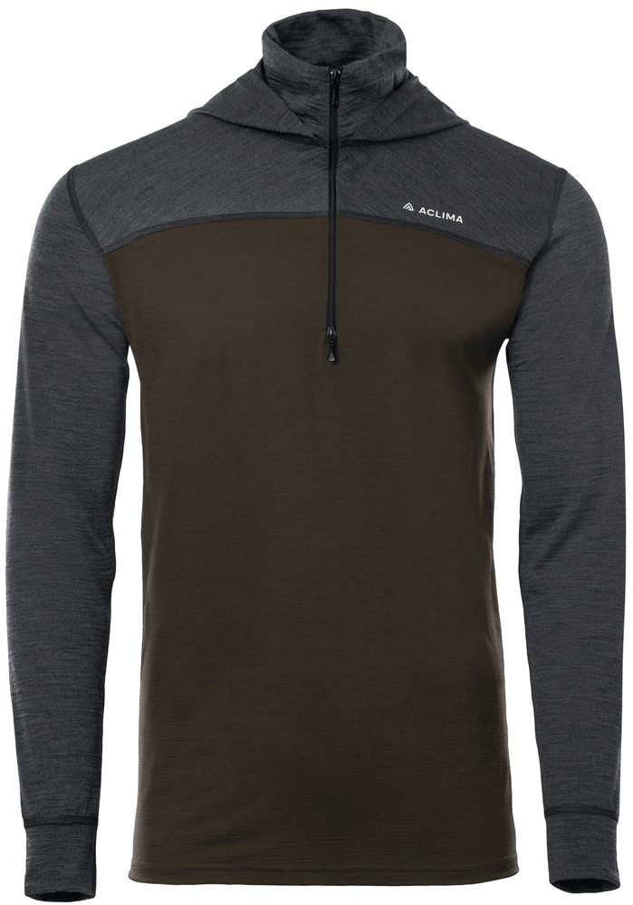 productImage: LightWool 180 Hoodie merinohuppari, maastonvihreä/tummanharmaa