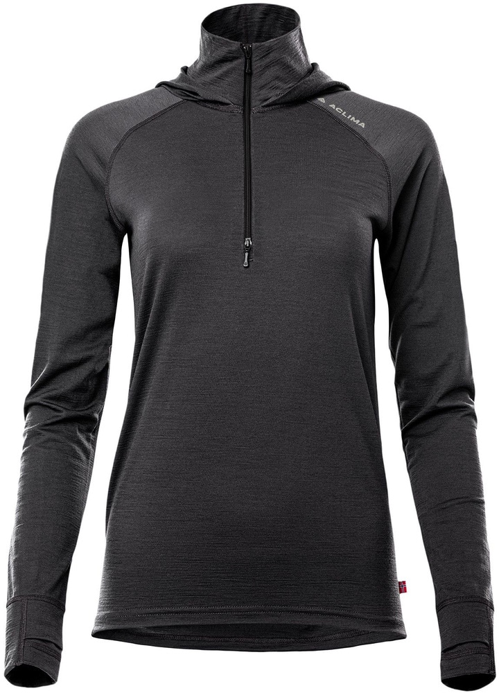 productImage: LightWool 180 Hoodie naisten merinohuppari, tummanharmaa