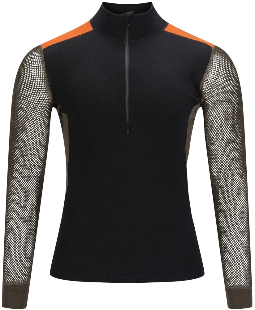 productImage: WoolNet Hybrid Mockneck kerrastopaita, Jet Black/Tarmac/Gold Flame