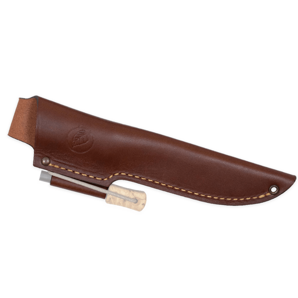 productImage: No.14 Bushcraft Fodral Swedish Forest Knife puukon ja tulusraudan tuppi, Cognac