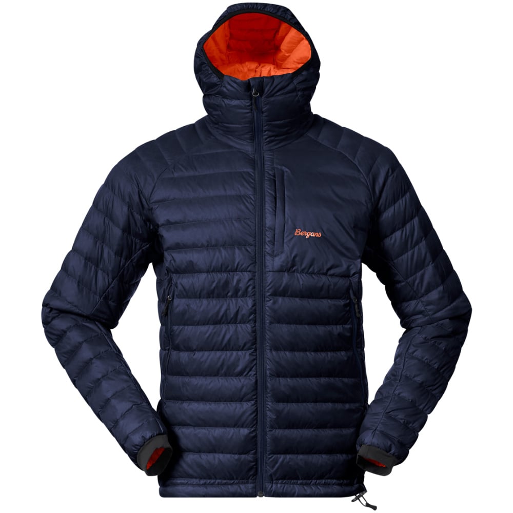 productImage: M's Vaagaa Light Down Jacket Hood Navy Blue/Alert Orange