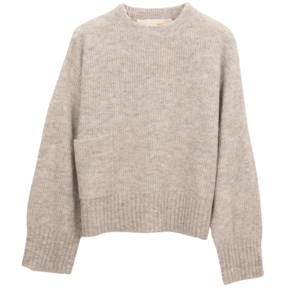 productImage: Sunset Sweater -naisten neulepaita, vaaleanharmaa meleerattu