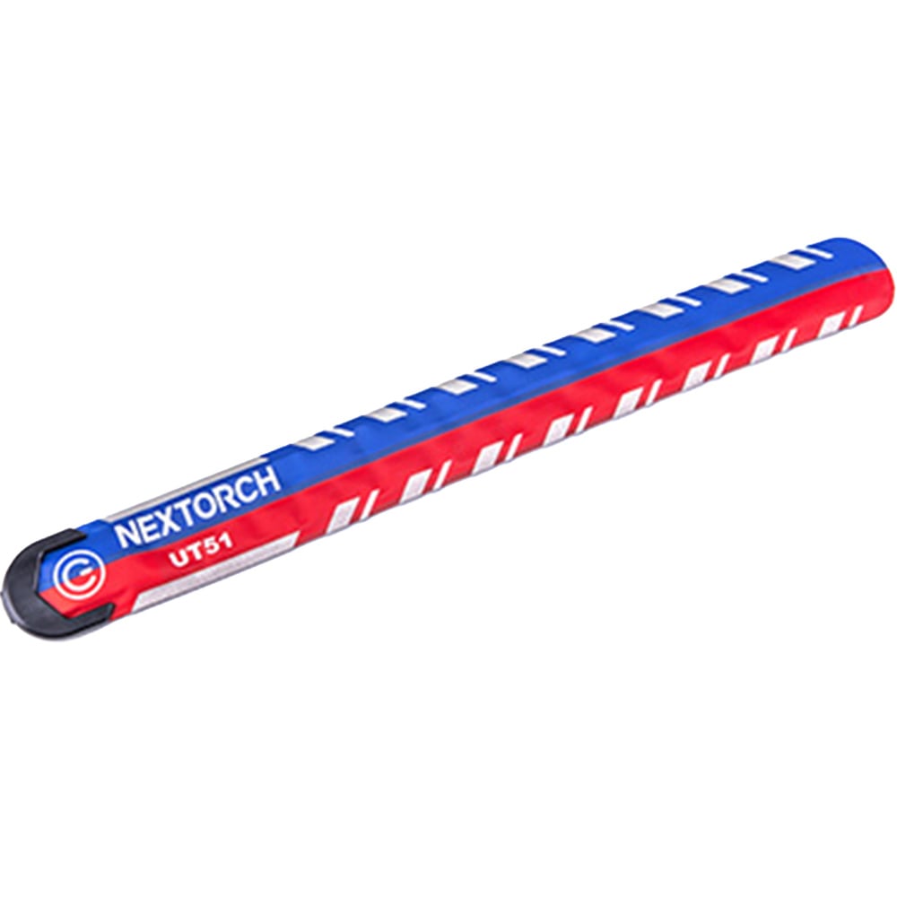 productImage: UT51L vilkkuva ranneke, 150 mAh, ladattava, punainen/sininen, 458 × 38 × 10 mm