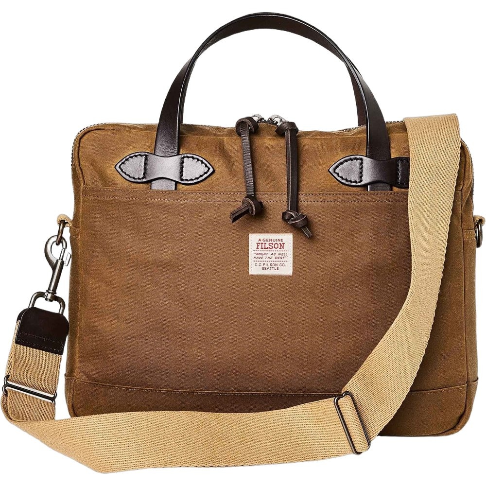Tin Cloth Compact Briefcase Dark Tan, view: 1